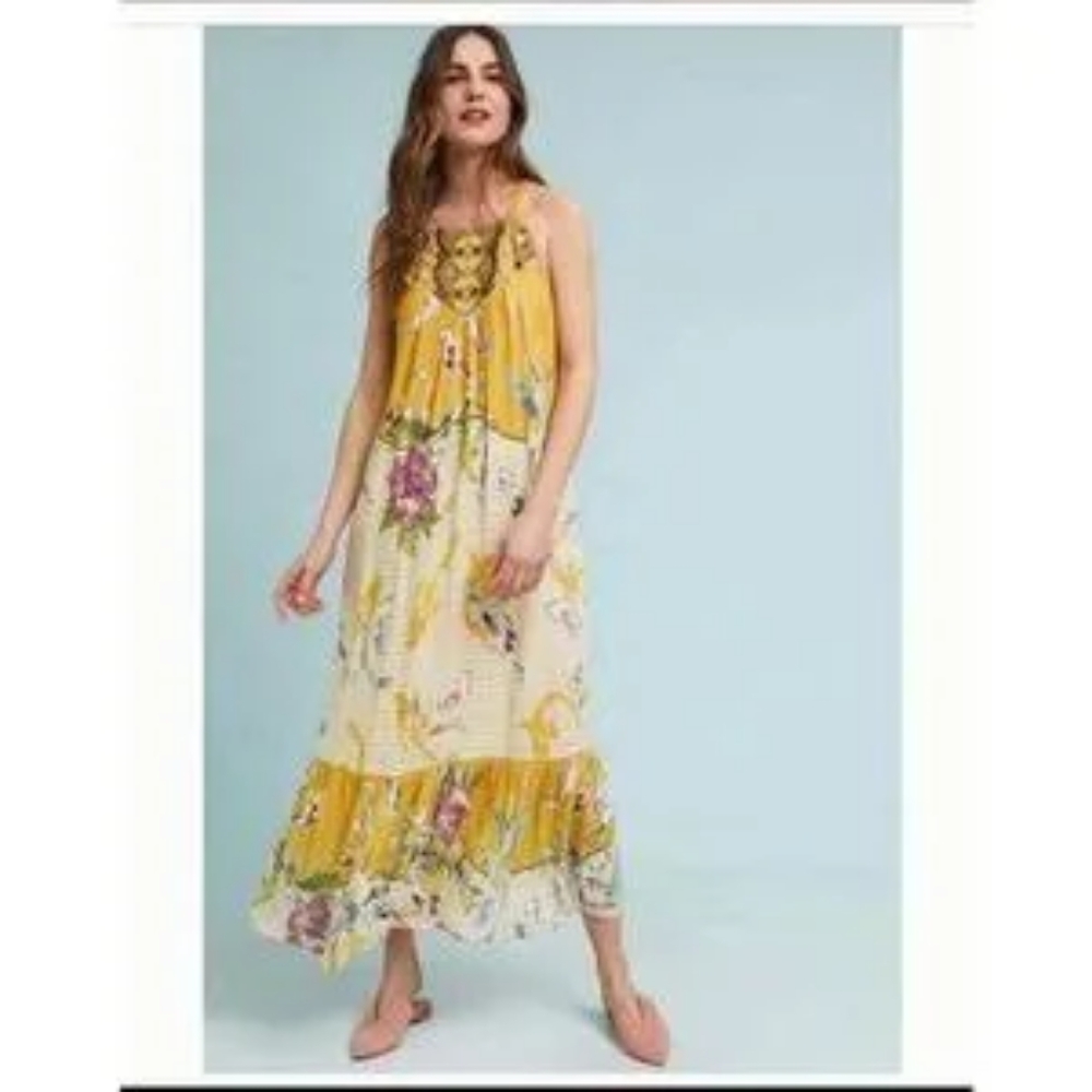 Anthropologie One September Paradiso Koi Print Maxi Dress